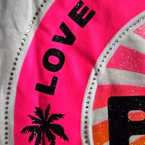 PINK EVERYDAY BLING CAMPUS SHORT SLEEVE T-SHIRT. VICTORIA'S SECRET PINK BLING XS - Picture 2 of 9